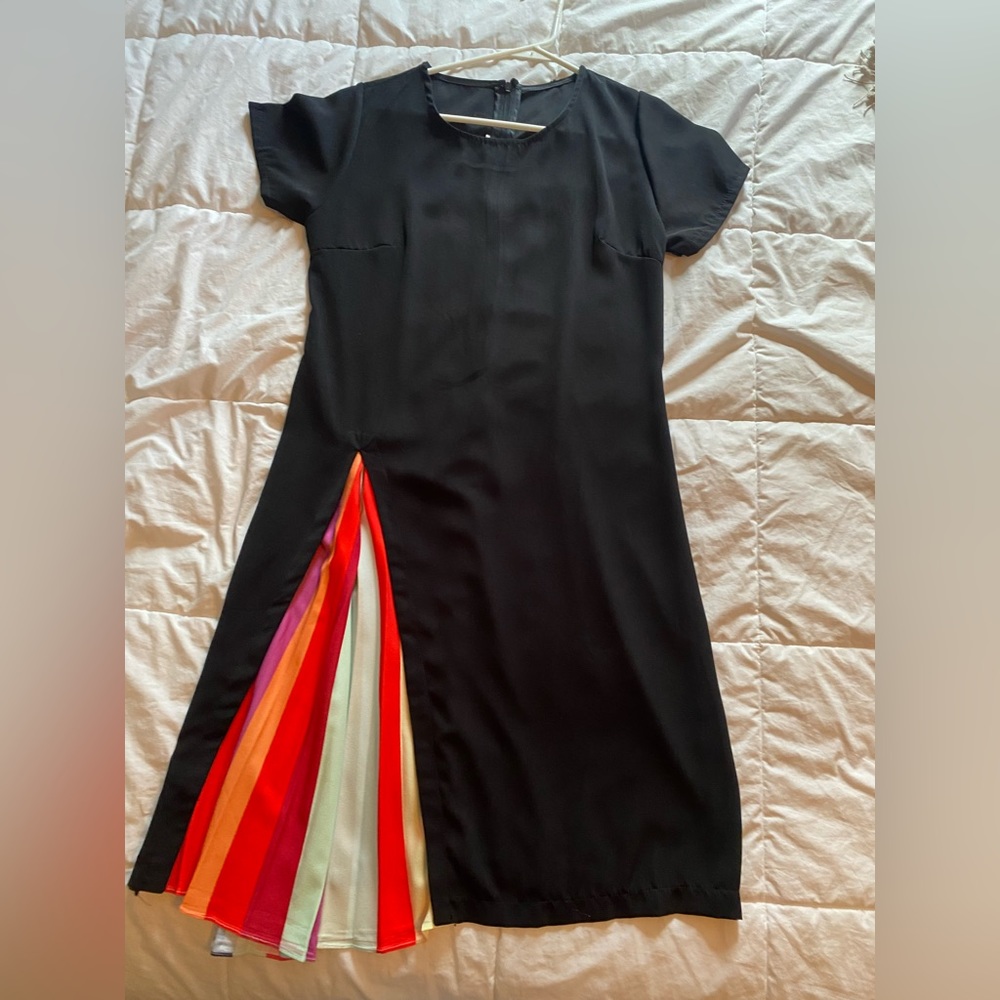 Very unique black/rainbow fan dress